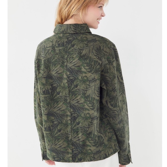 UO Denim Jacket Olive Green Palm Print BDG Brand M - Picture 6 of 8
